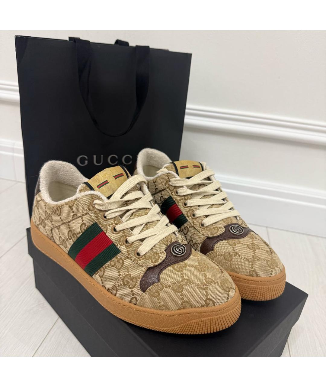 GUCCI Бежевые кеды, фото 3