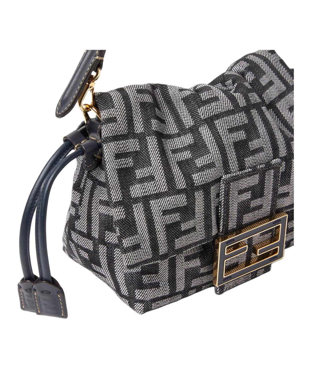 FENDI Темно-синяя тканевая сумка с короткими ручками, фото 5