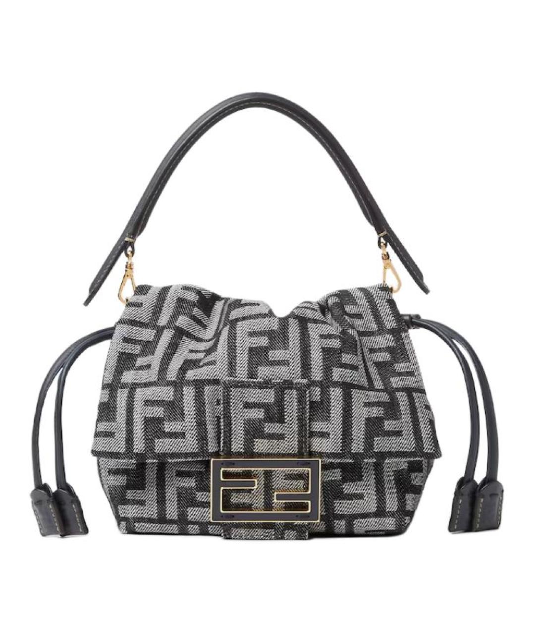 FENDI Темно-синяя тканевая сумка с короткими ручками, фото 1