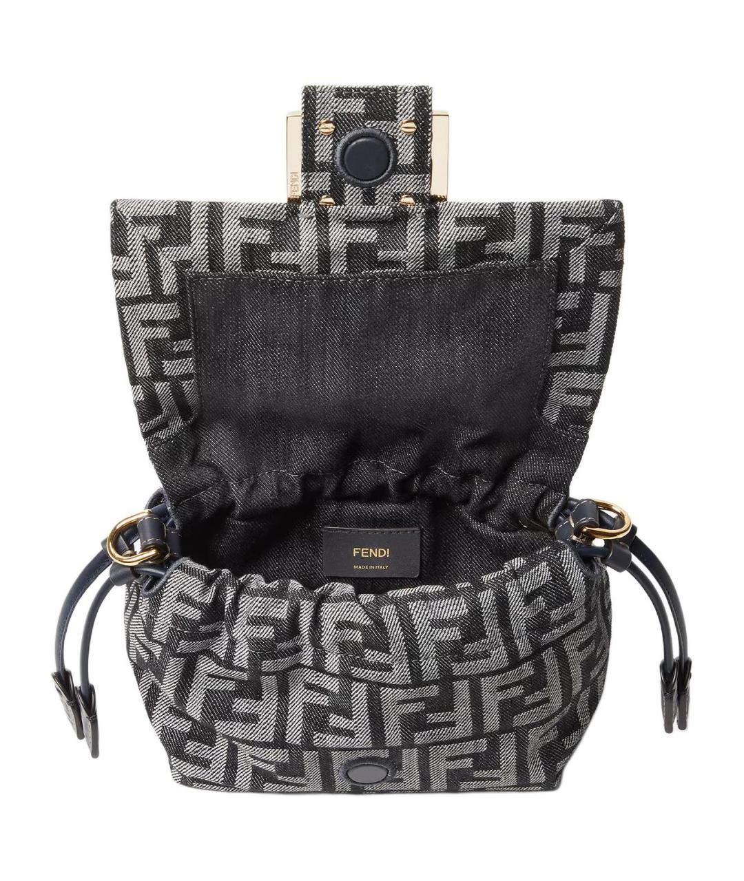FENDI Темно-синяя тканевая сумка с короткими ручками, фото 4