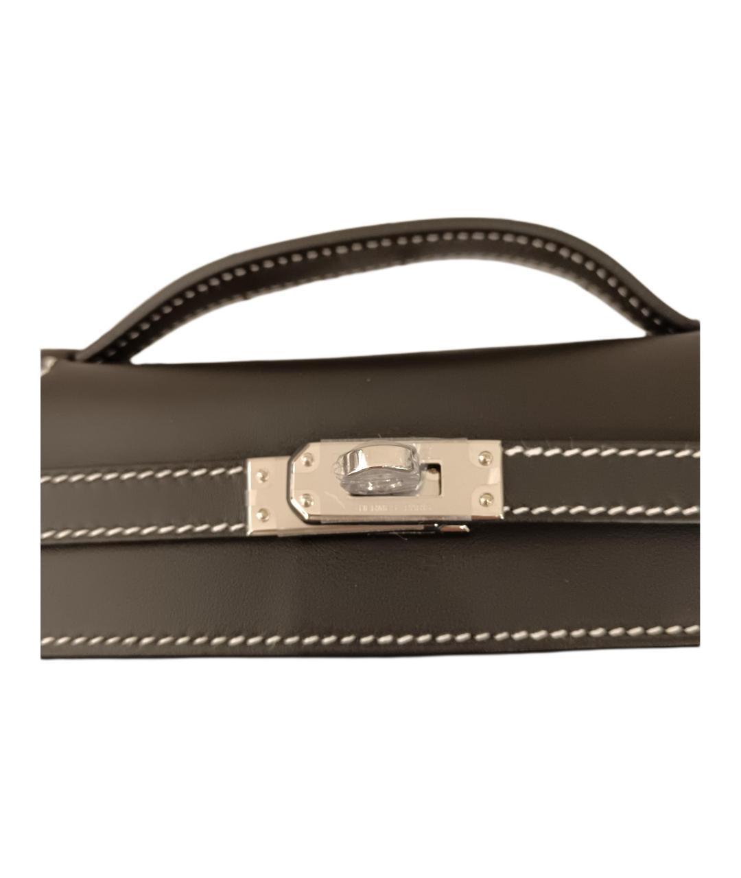 HERMES Черная кожаная сумка через плечо, фото 4