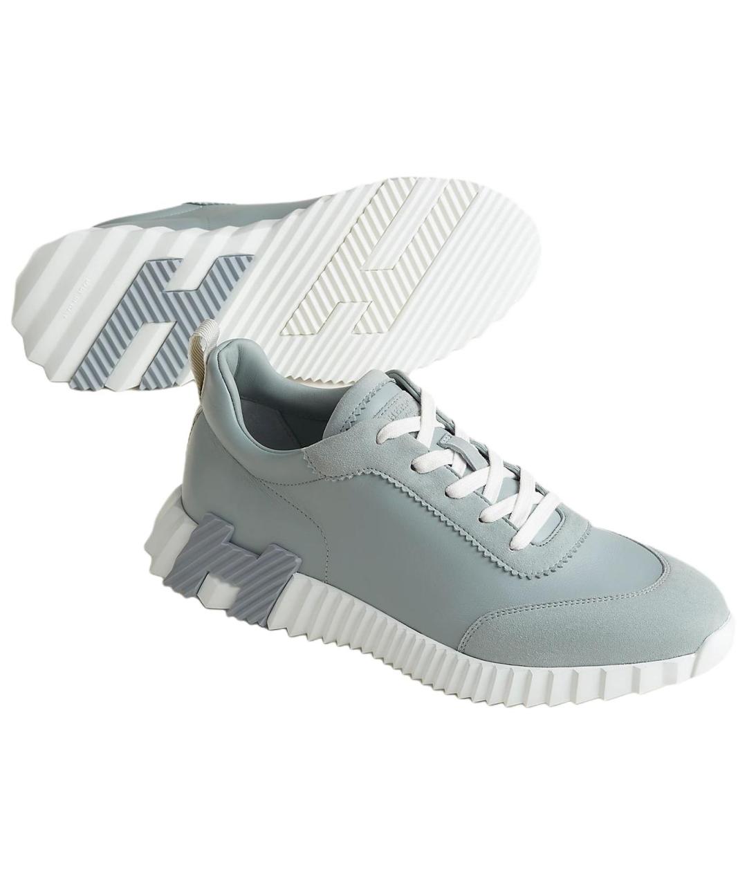 HERMES Серые замшевые низкие кроссовки / кеды, фото 5