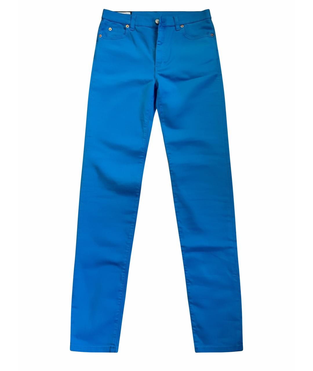 GUCCI Бирюзовые хлопковые брюки узкие, фото 1