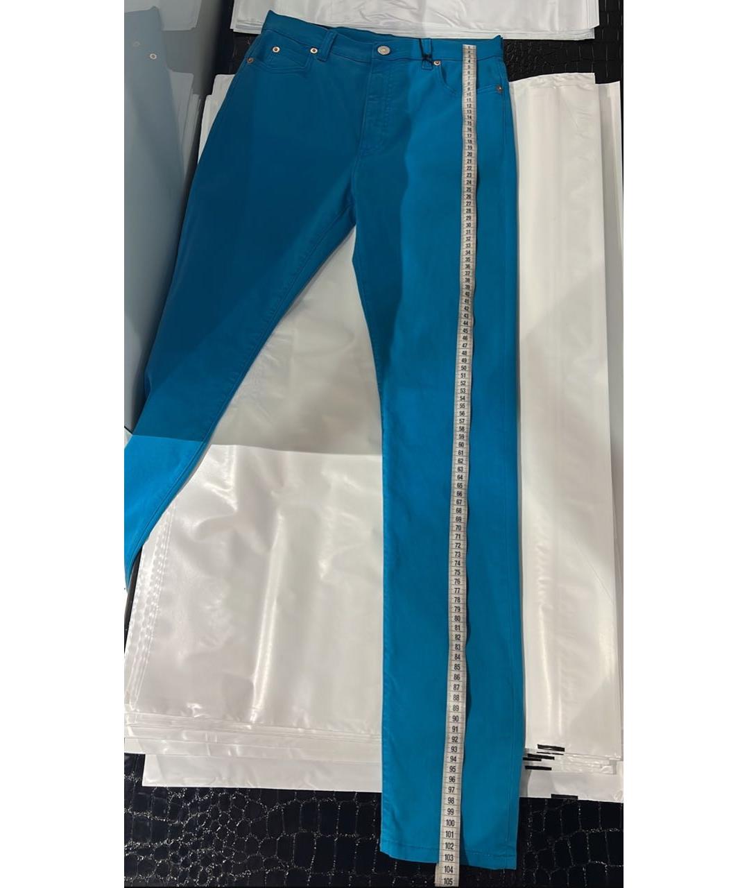 GUCCI Бирюзовые хлопковые брюки узкие, фото 8
