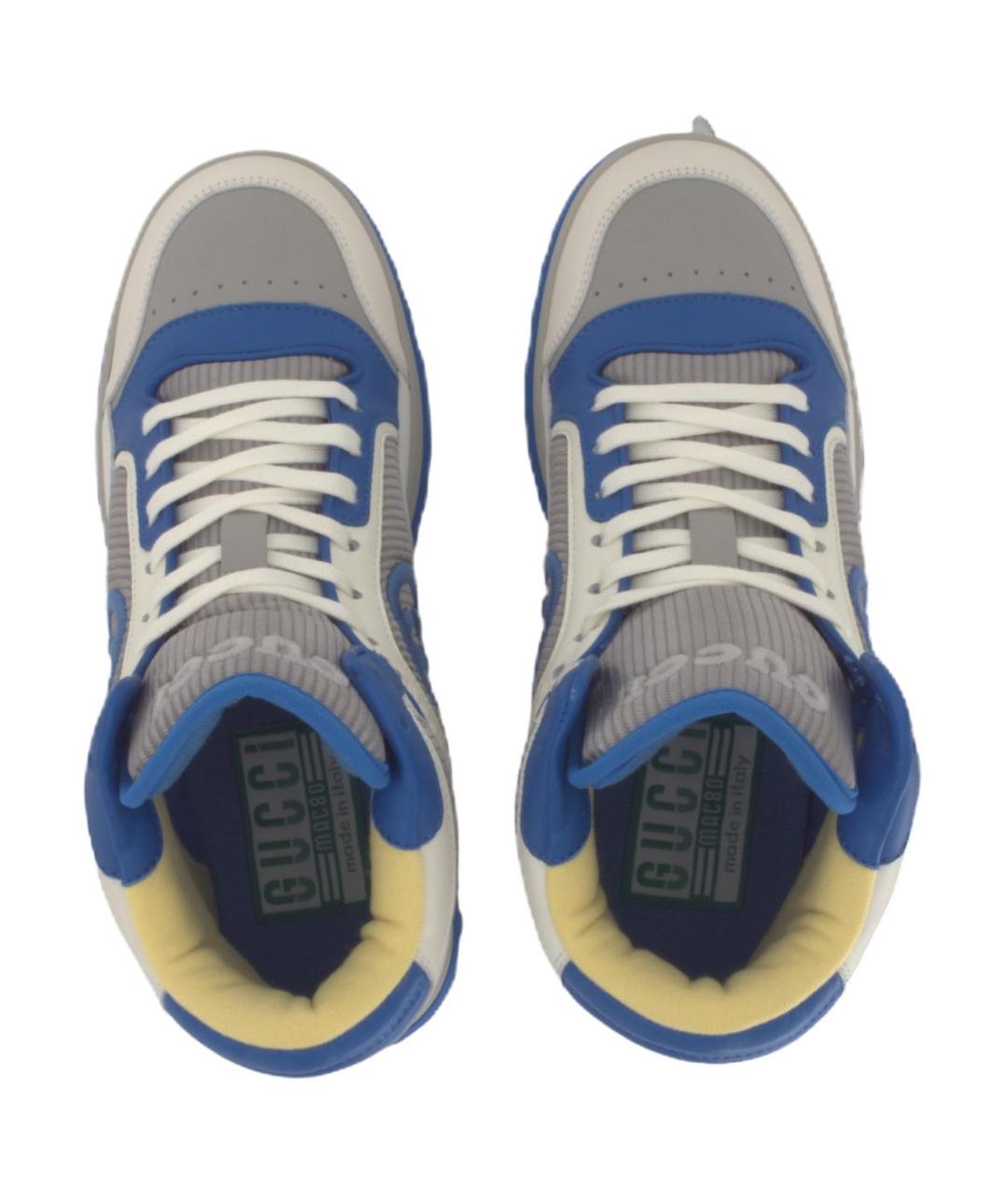 GUCCI Бежевые кожаные высокие кроссовки / кеды, фото 4