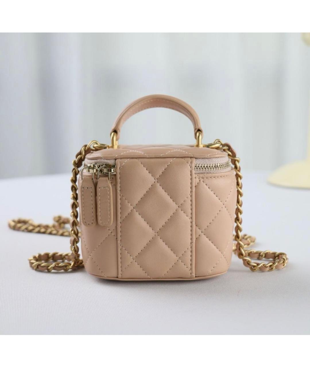 CHANEL Бежевая кожаная сумка через плечо, фото 3