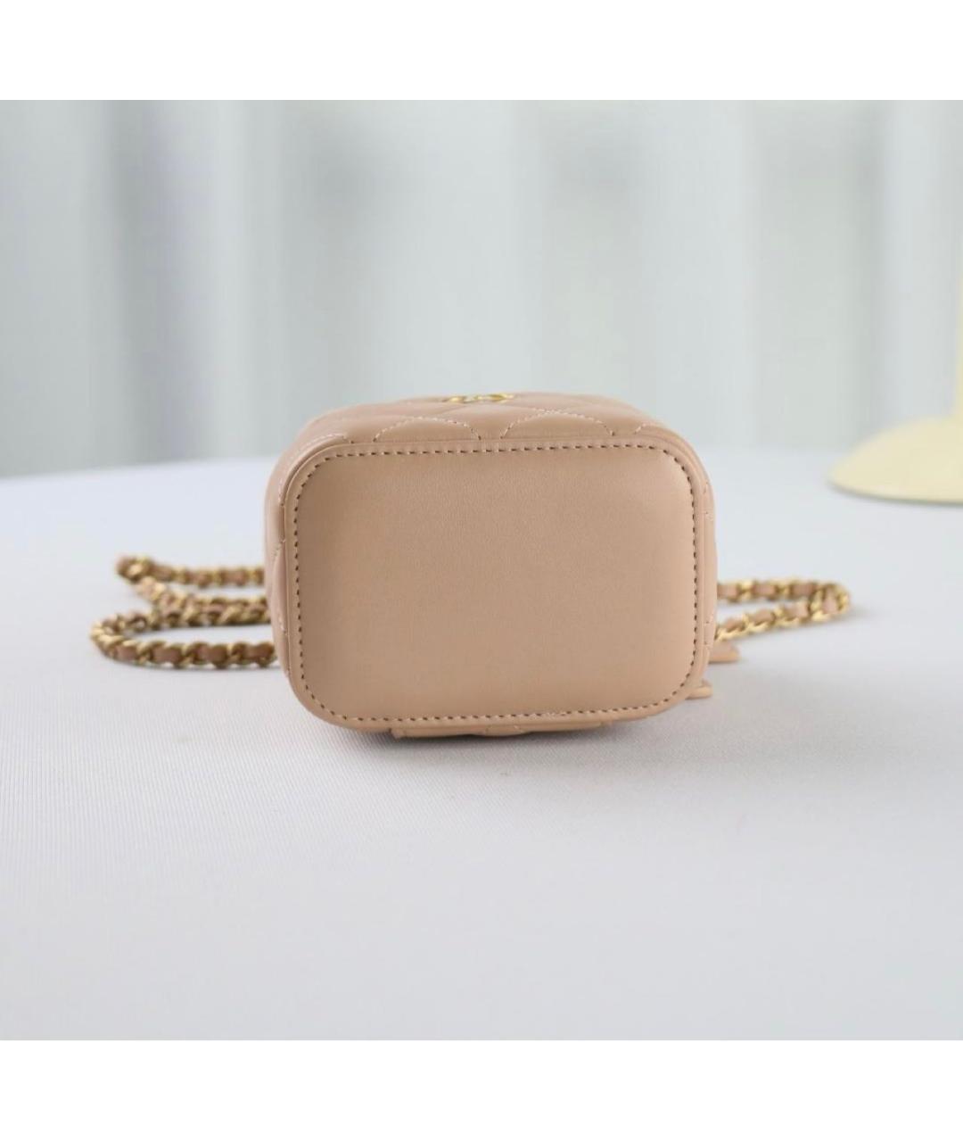 CHANEL Бежевая кожаная сумка через плечо, фото 5