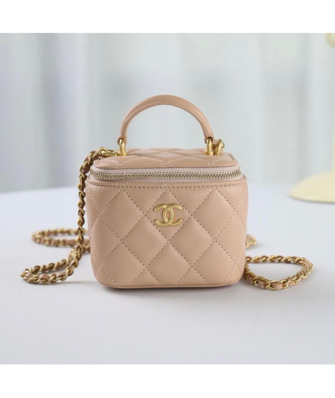 CHANEL Бежевая кожаная сумка через плечо, фото 2