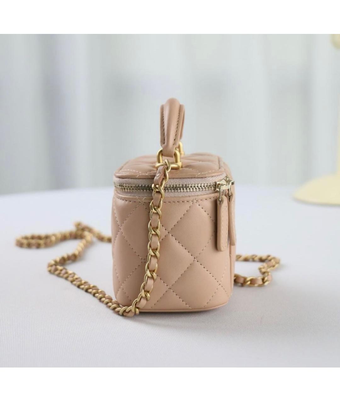 CHANEL Бежевая кожаная сумка через плечо, фото 4