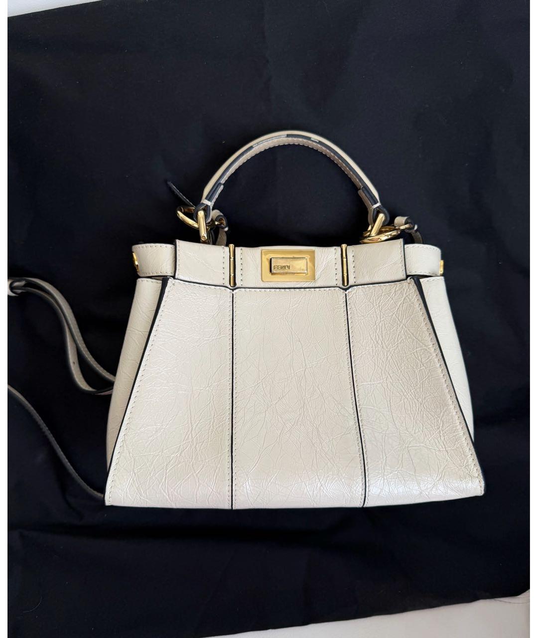 FENDI Белая кожаная сумка через плечо, фото 6