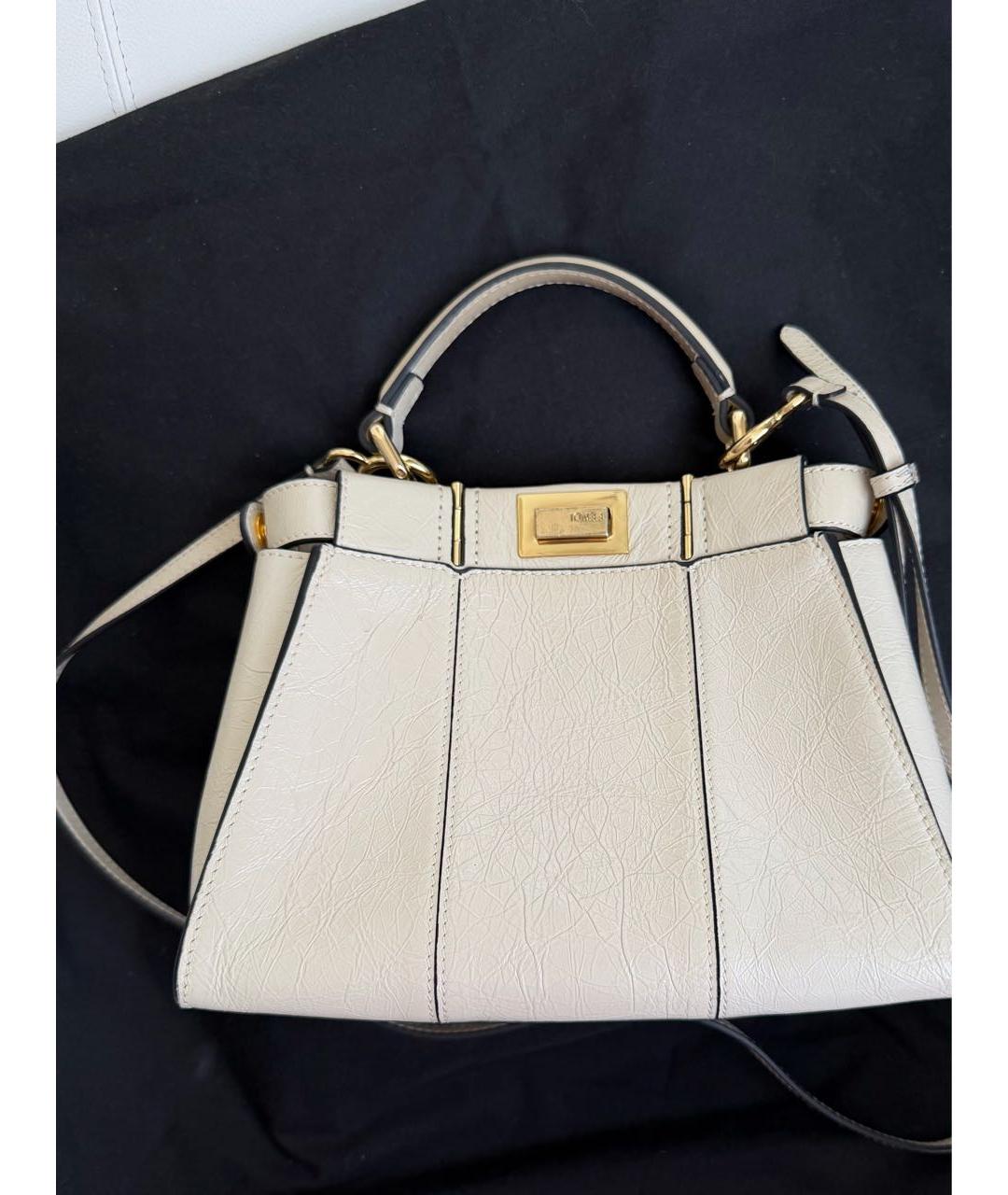 FENDI Белая кожаная сумка через плечо, фото 3