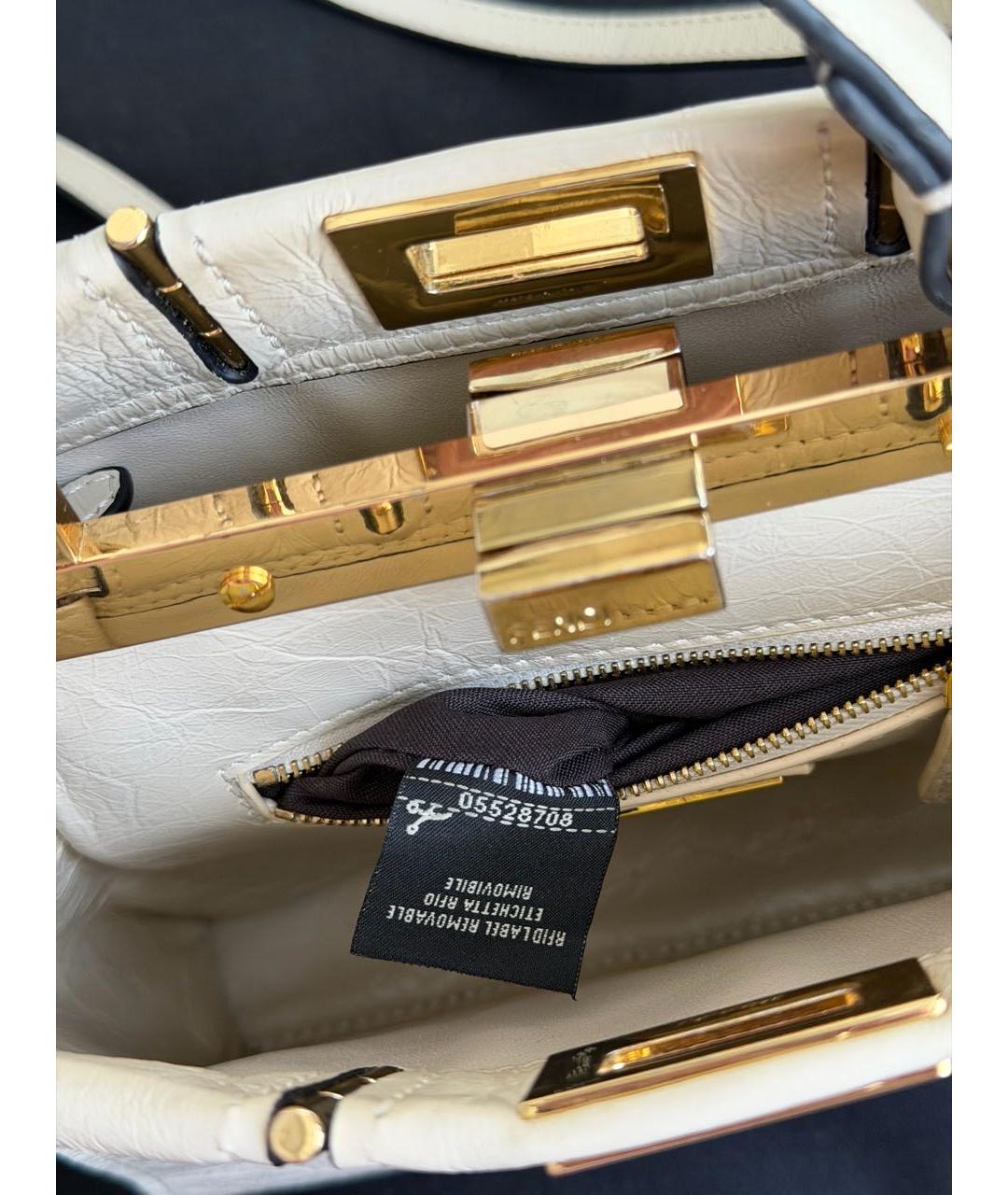 FENDI Белая кожаная сумка через плечо, фото 5