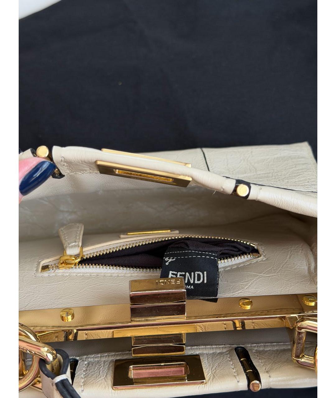 FENDI Белая кожаная сумка через плечо, фото 4