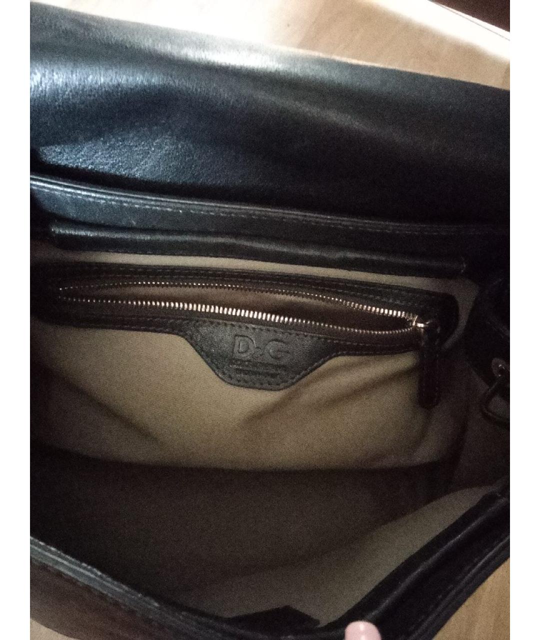 DOLCE&GABBANA Черная кожаная сумка тоут, фото 4