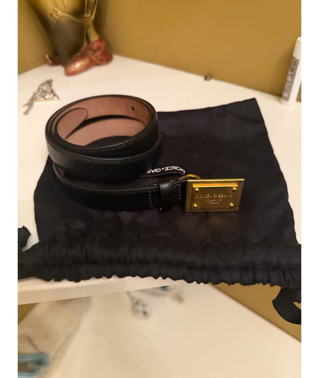 DOLCE&GABBANA Черный кожаный ремень, фото 5