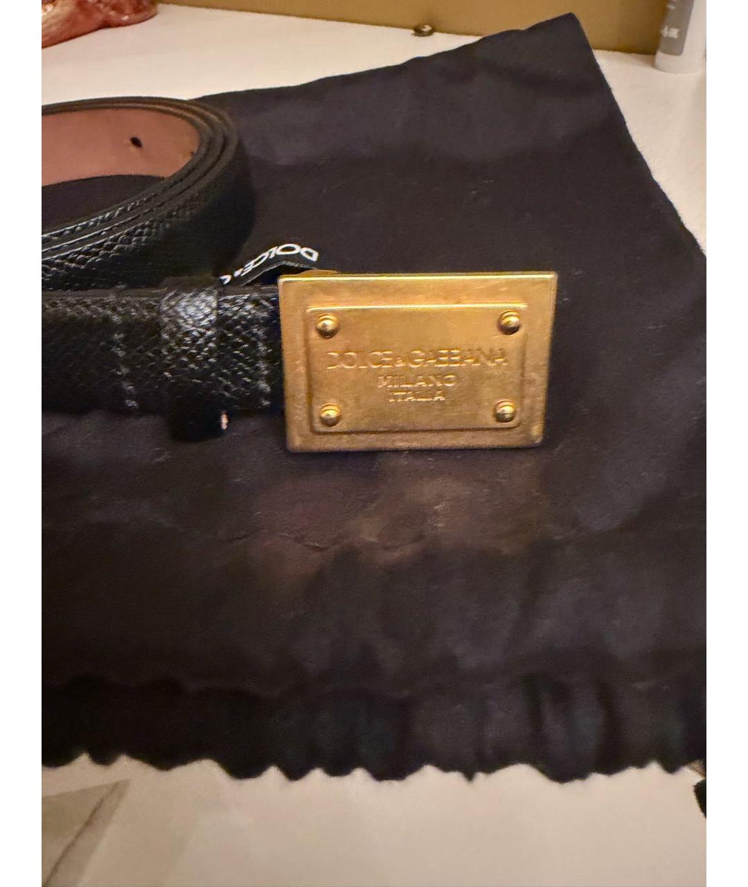 DOLCE&GABBANA Черный кожаный ремень, фото 4