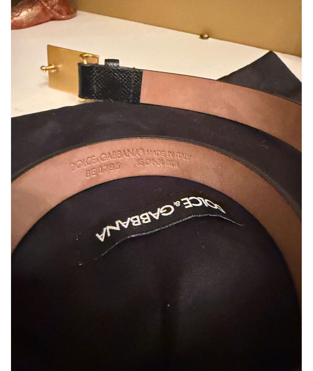 DOLCE&GABBANA Черный кожаный ремень, фото 3
