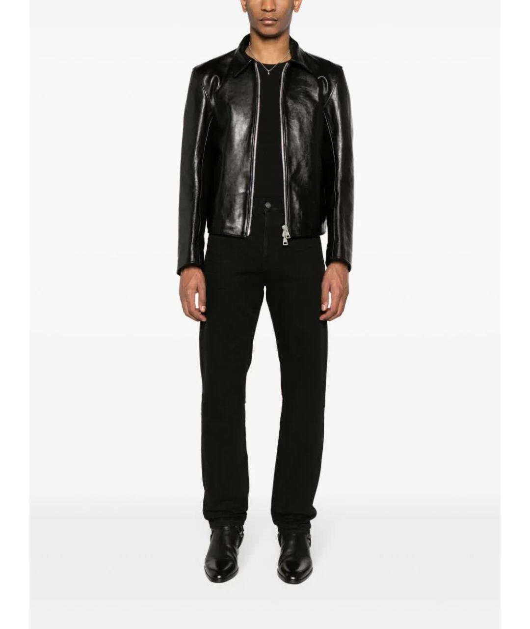 SAINT LAURENT Черные хлопковые прямые джинсы, фото 2