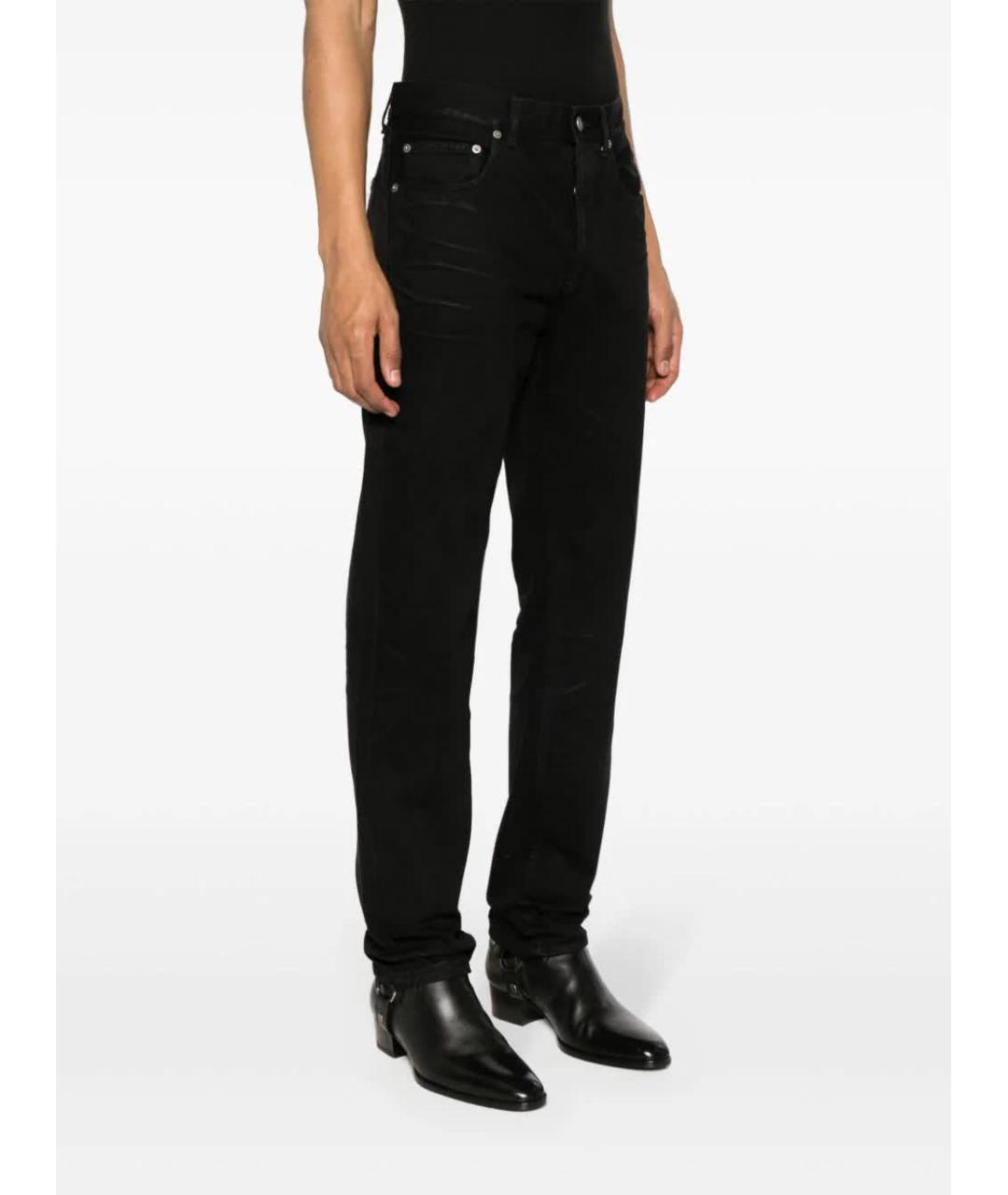 SAINT LAURENT Черные хлопковые прямые джинсы, фото 3