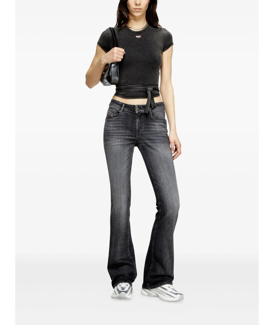 DIESEL Черные хлопковые джинсы клеш, фото 2