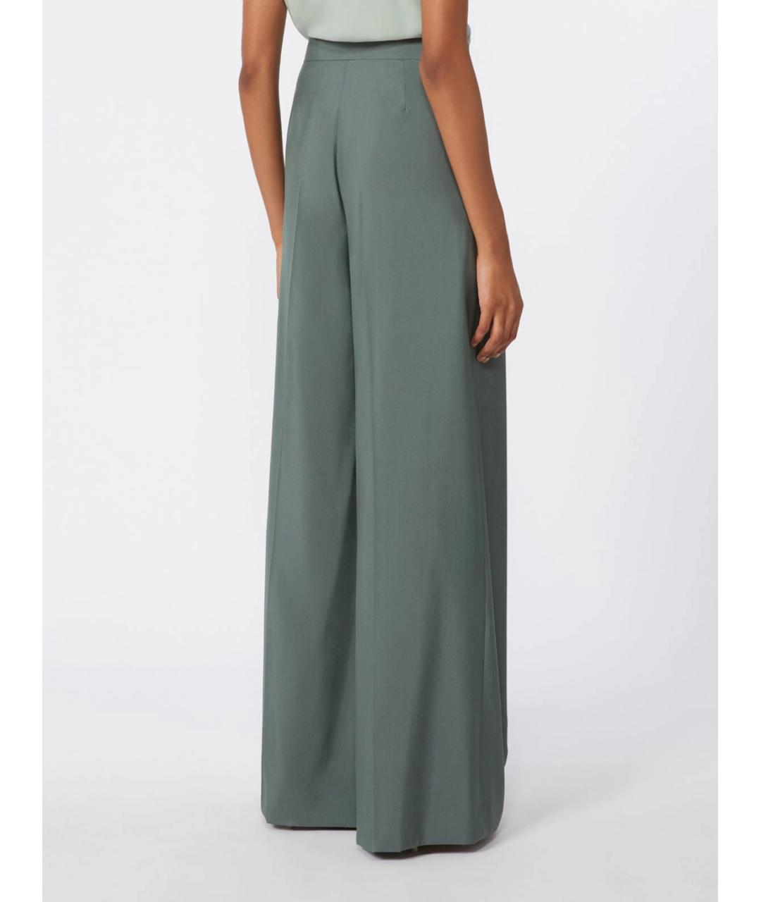 MAX MARA Зеленые шерстяные прямые брюки, фото 3