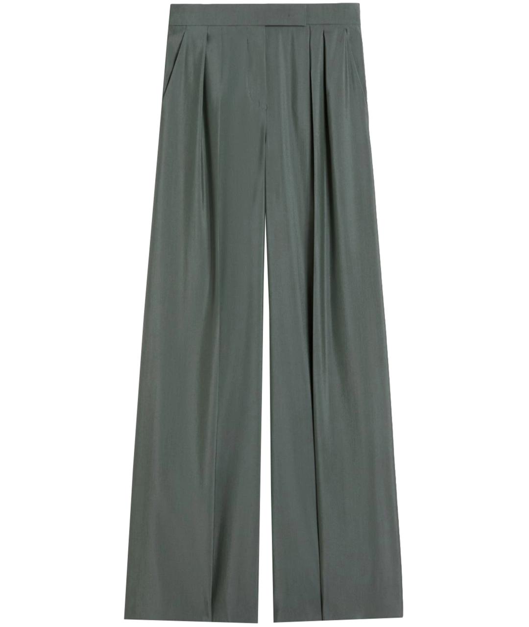 MAX MARA Зеленые шерстяные прямые брюки, фото 1