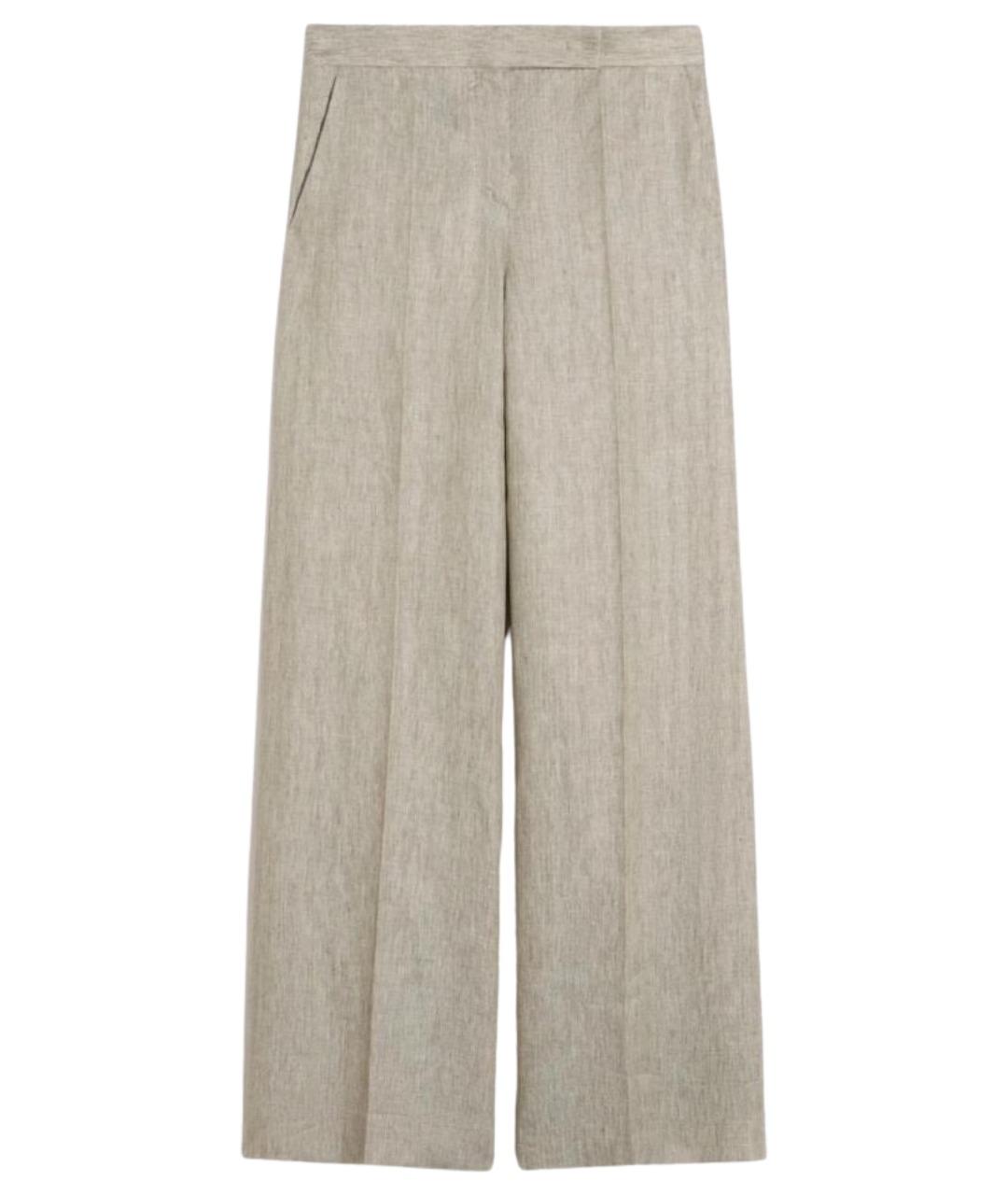 MAX MARA Серые льняные прямые брюки, фото 1