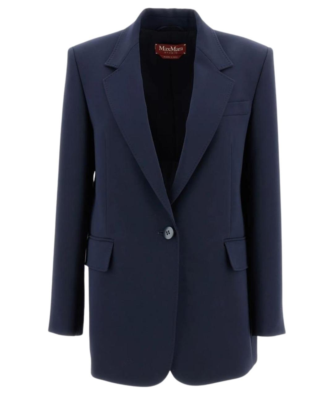 MAX MARA STUDIO Синий шерстяной жакет/пиджак, фото 1