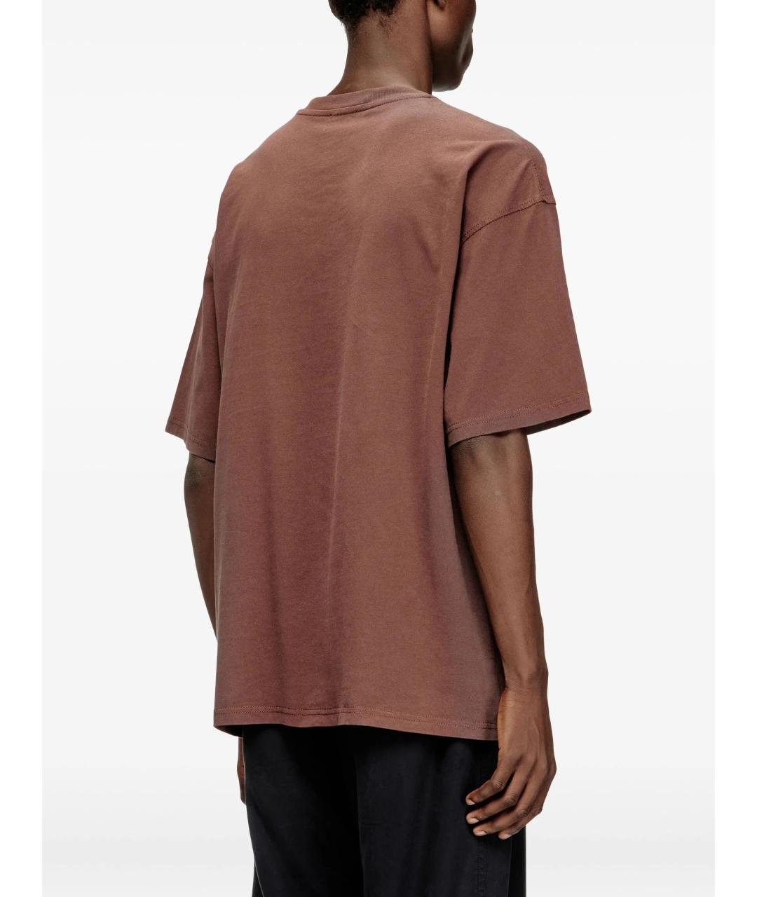 DIESEL Коричневая хлопковая футболка, фото 4
