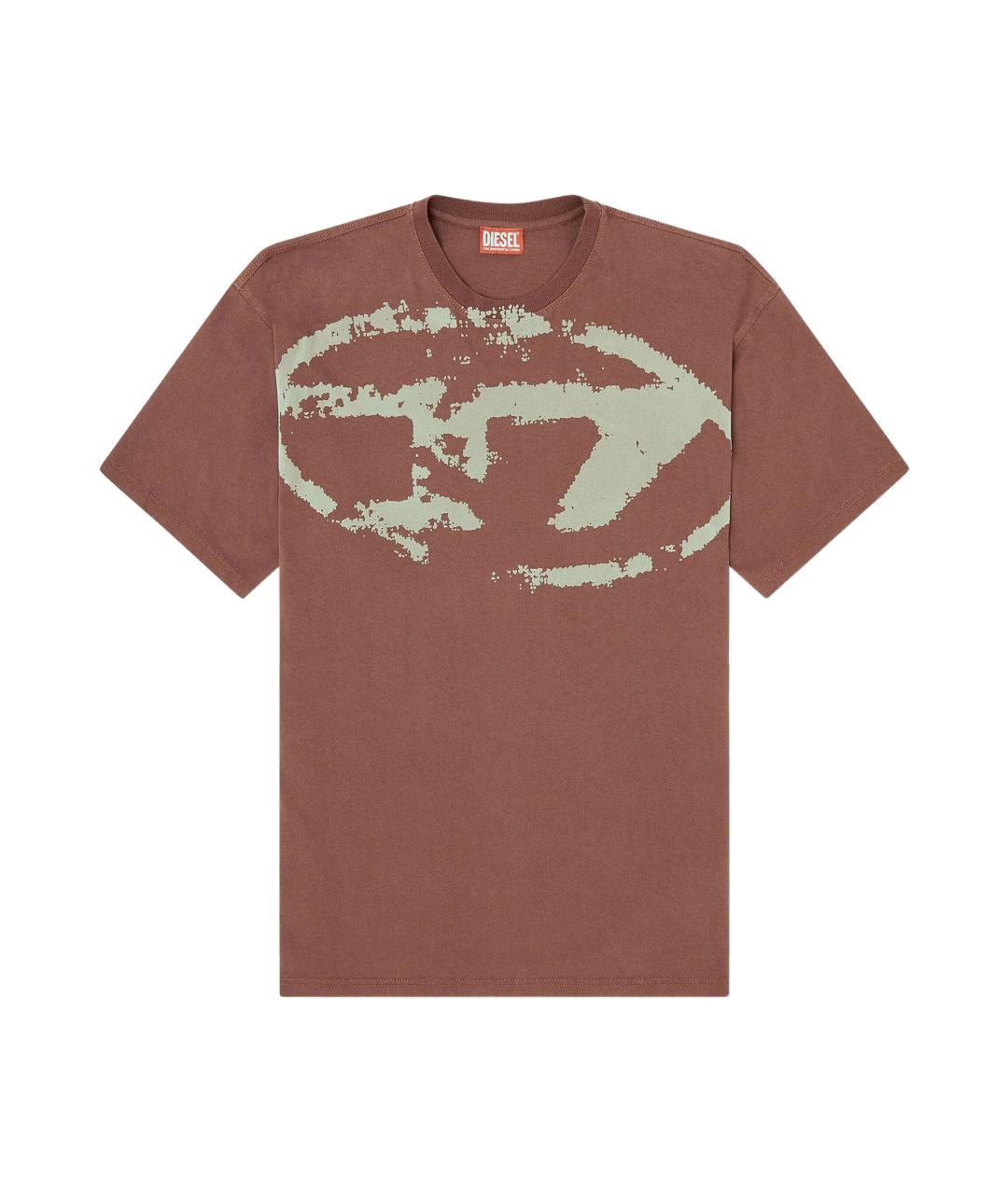 DIESEL Коричневая хлопковая футболка, фото 1