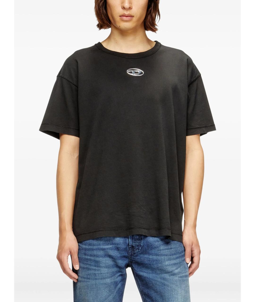 DIESEL Черная хлопковая футболка, фото 3