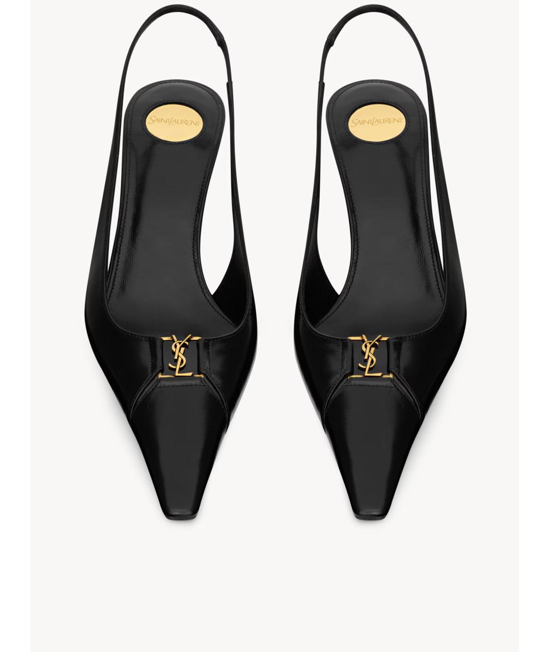 SAINT LAURENT Черные кожаные туфли, фото 2