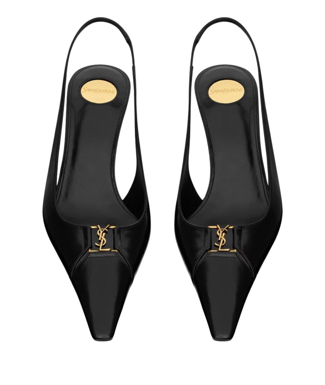 SAINT LAURENT Черные кожаные туфли, фото 2