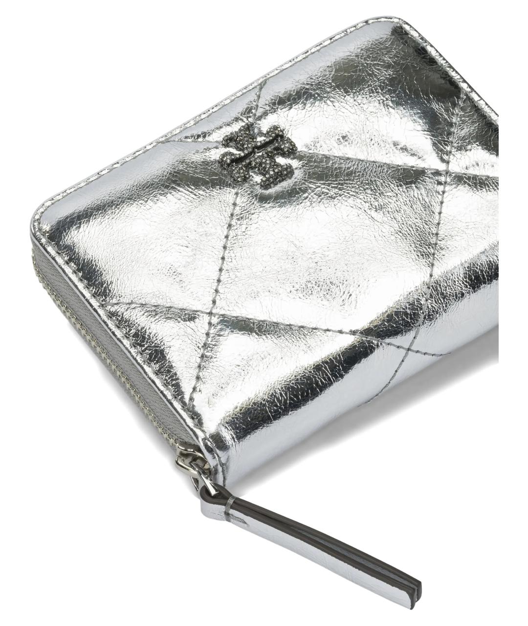 TORY BURCH Серебрянный кожаный кошелек, фото 5