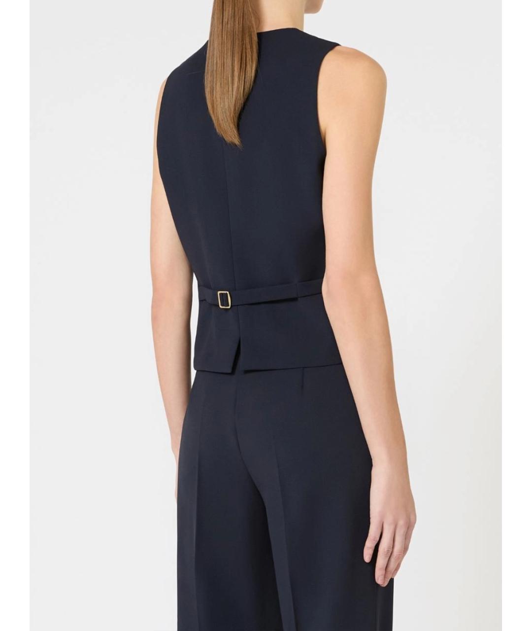 MAX MARA STUDIO Синий шерстяной жилет, фото 3