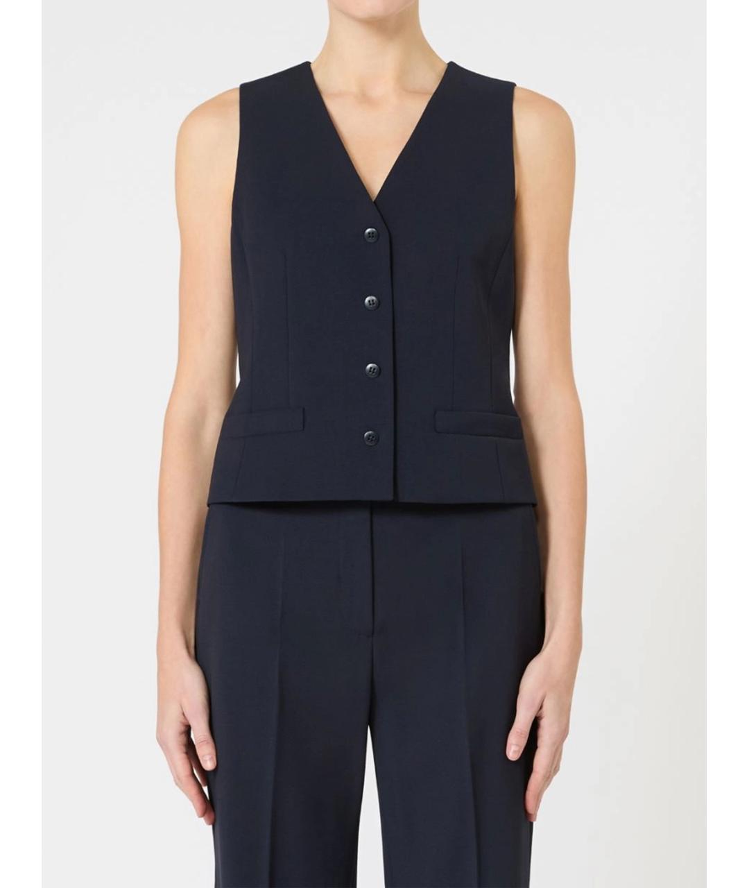 MAX MARA STUDIO Синий шерстяной жилет, фото 2