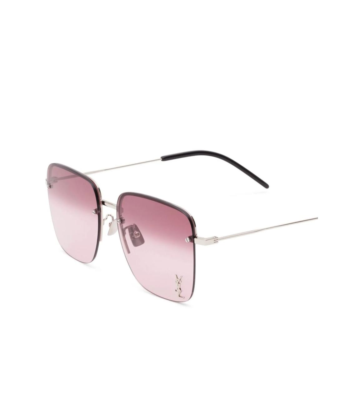 SAINT LAURENT Серебряные металлические солнцезащитные очки, фото 3