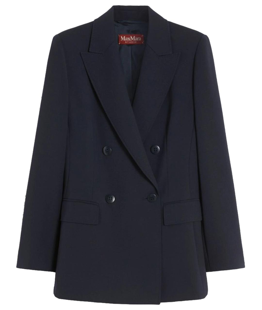 MAX MARA STUDIO Синий шерстяной жакет/пиджак, фото 1