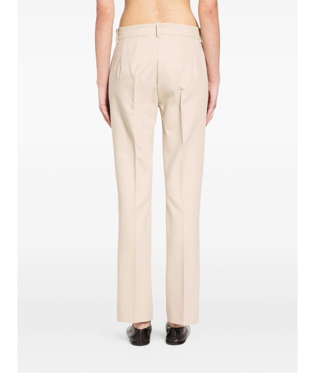 MAX MARA Бежевые шерстяные прямые брюки, фото 3