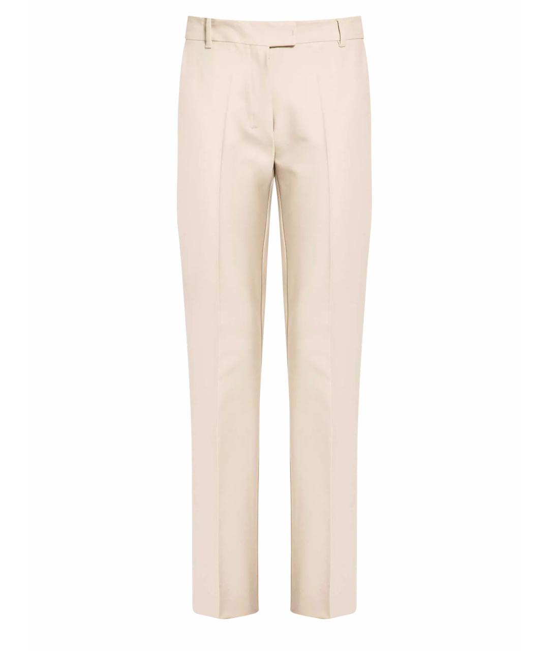 MAX MARA Бежевые шерстяные прямые брюки, фото 1