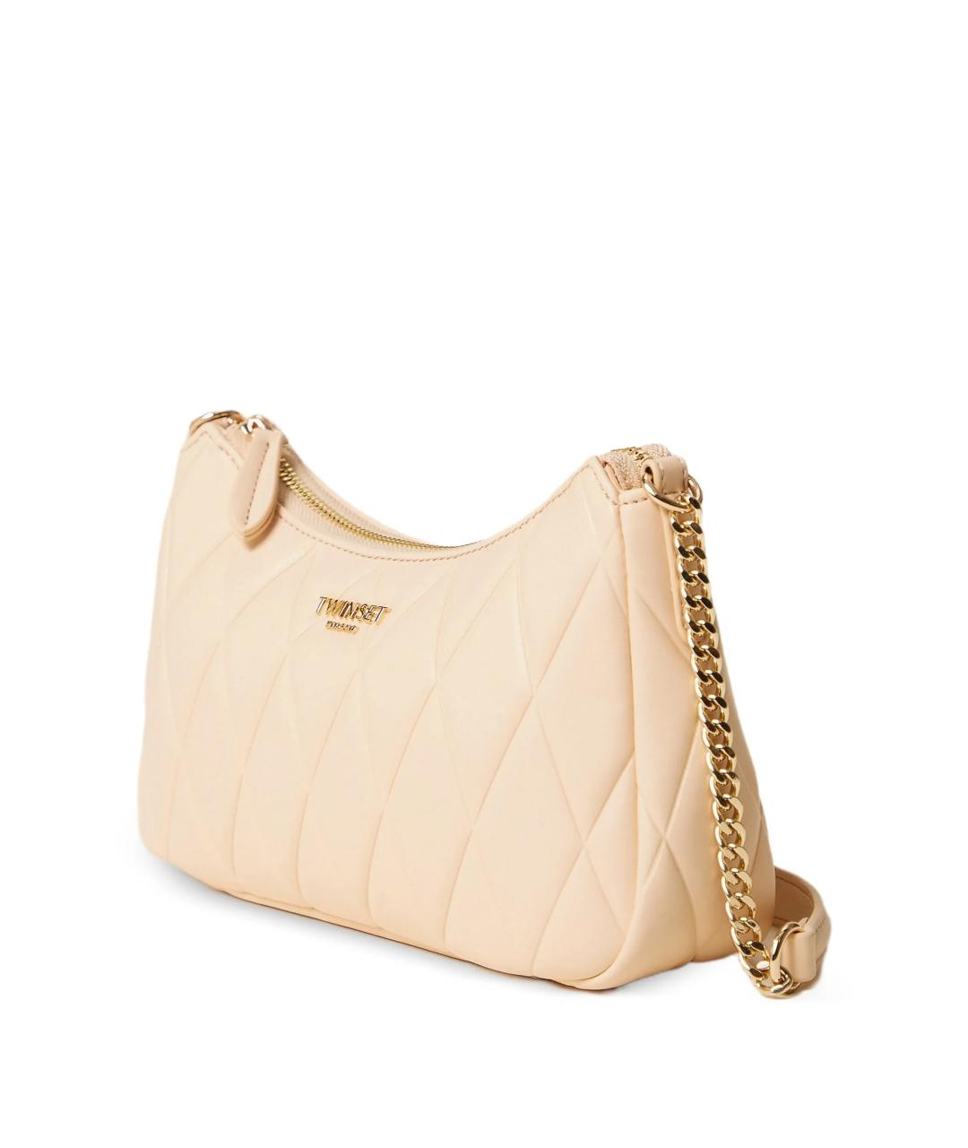 TWIN-SET Розовая кожаная сумка через плечо, фото 3