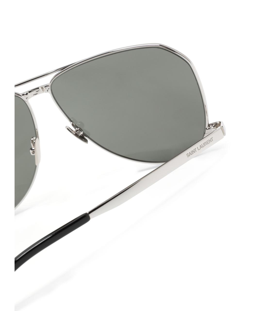 SAINT LAURENT Серые металлические солнцезащитные очки, фото 3