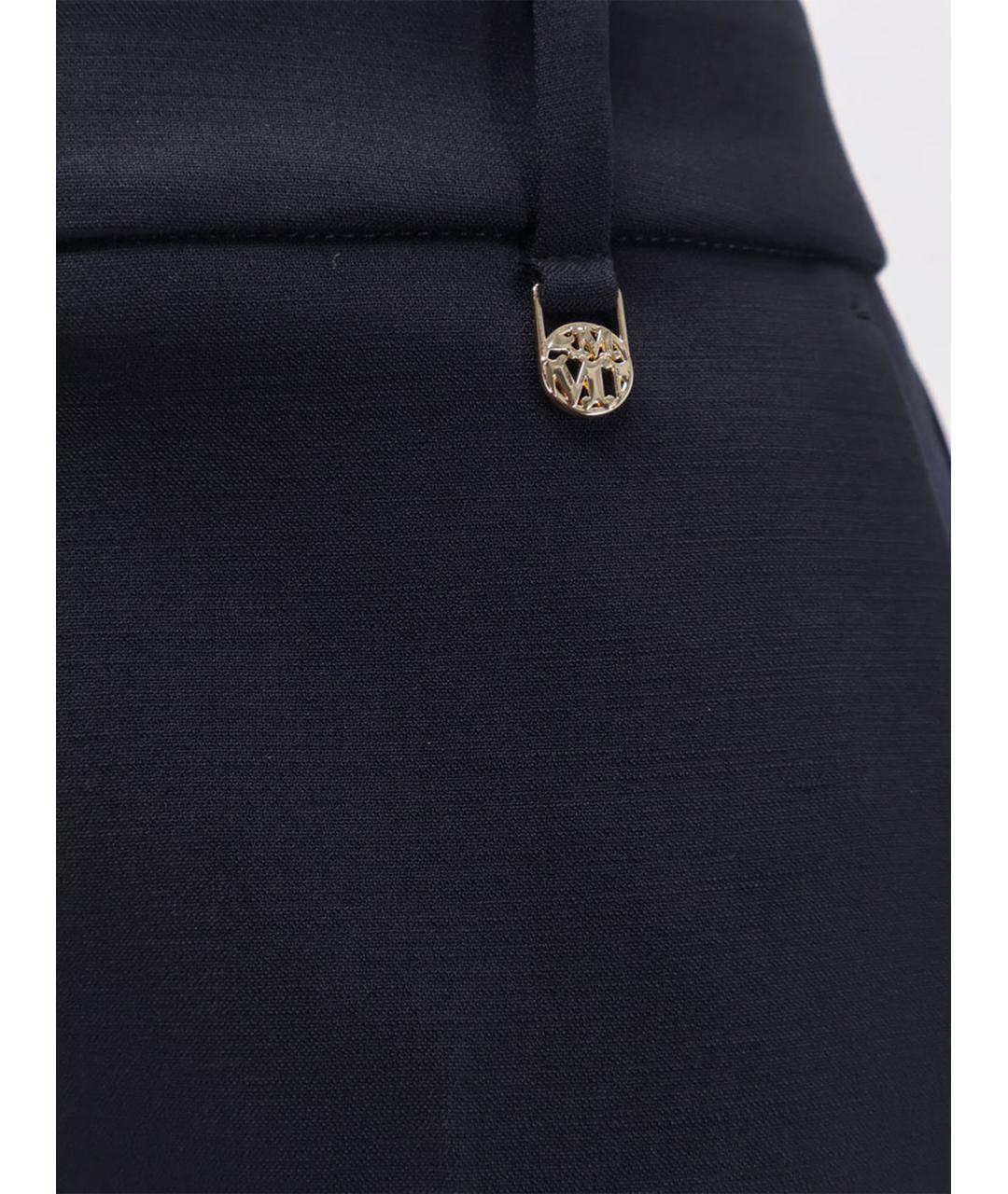 MAX MARA Синие шерстяные прямые брюки, фото 3