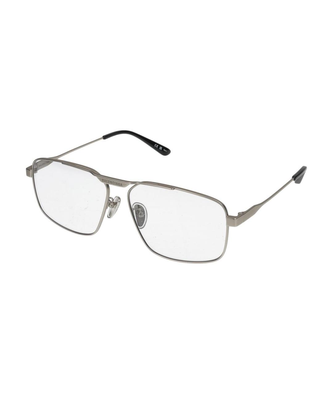 BALENCIAGA Серебряные металлические солнцезащитные очки, фото 1