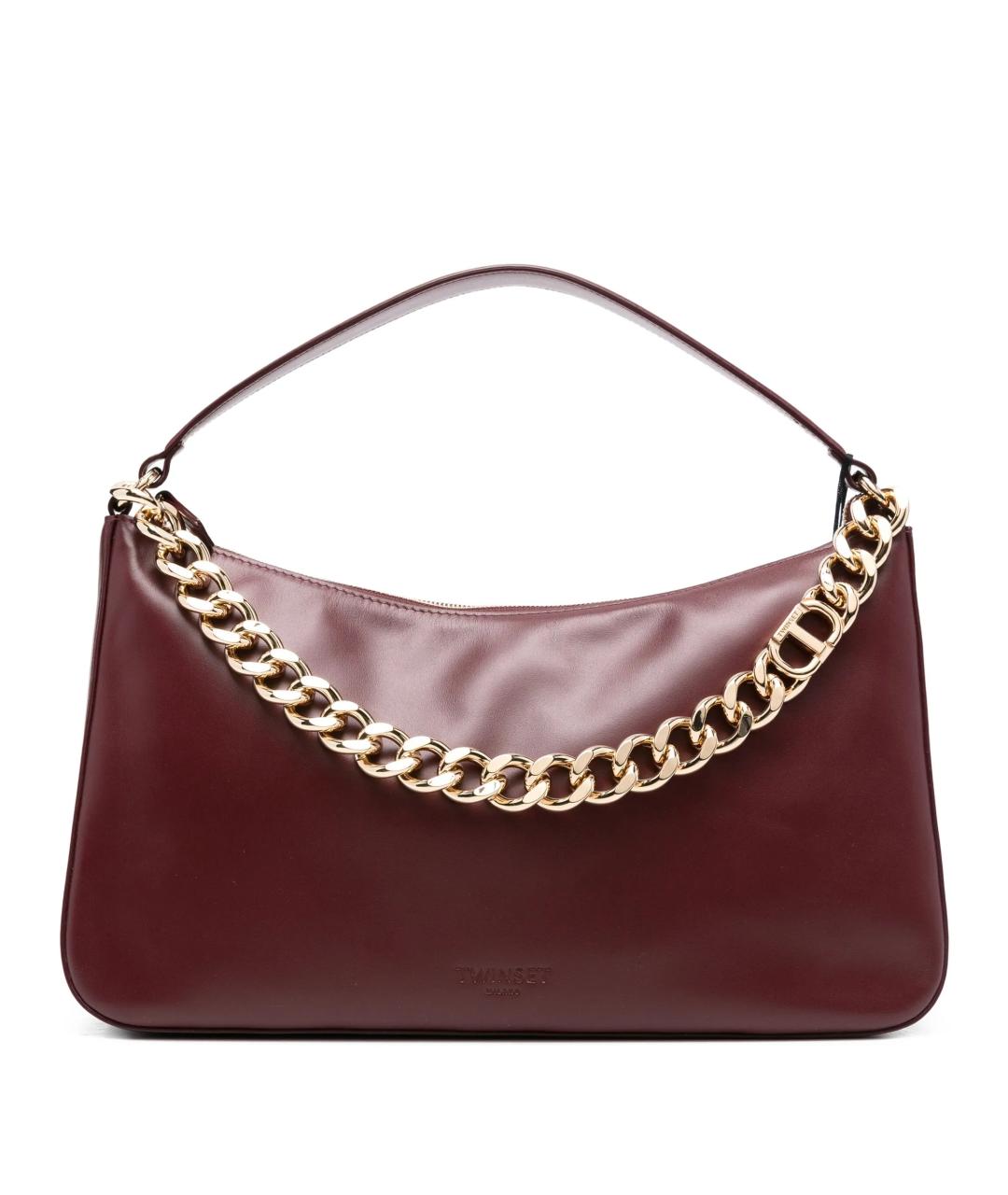 TWIN-SET Красная кожаная сумка через плечо, фото 1