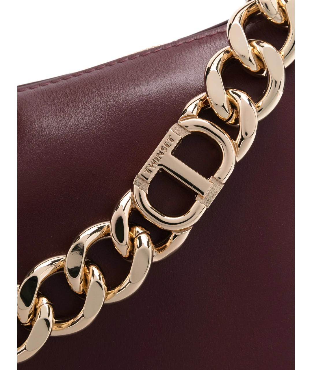 TWIN-SET Красная кожаная сумка через плечо, фото 3