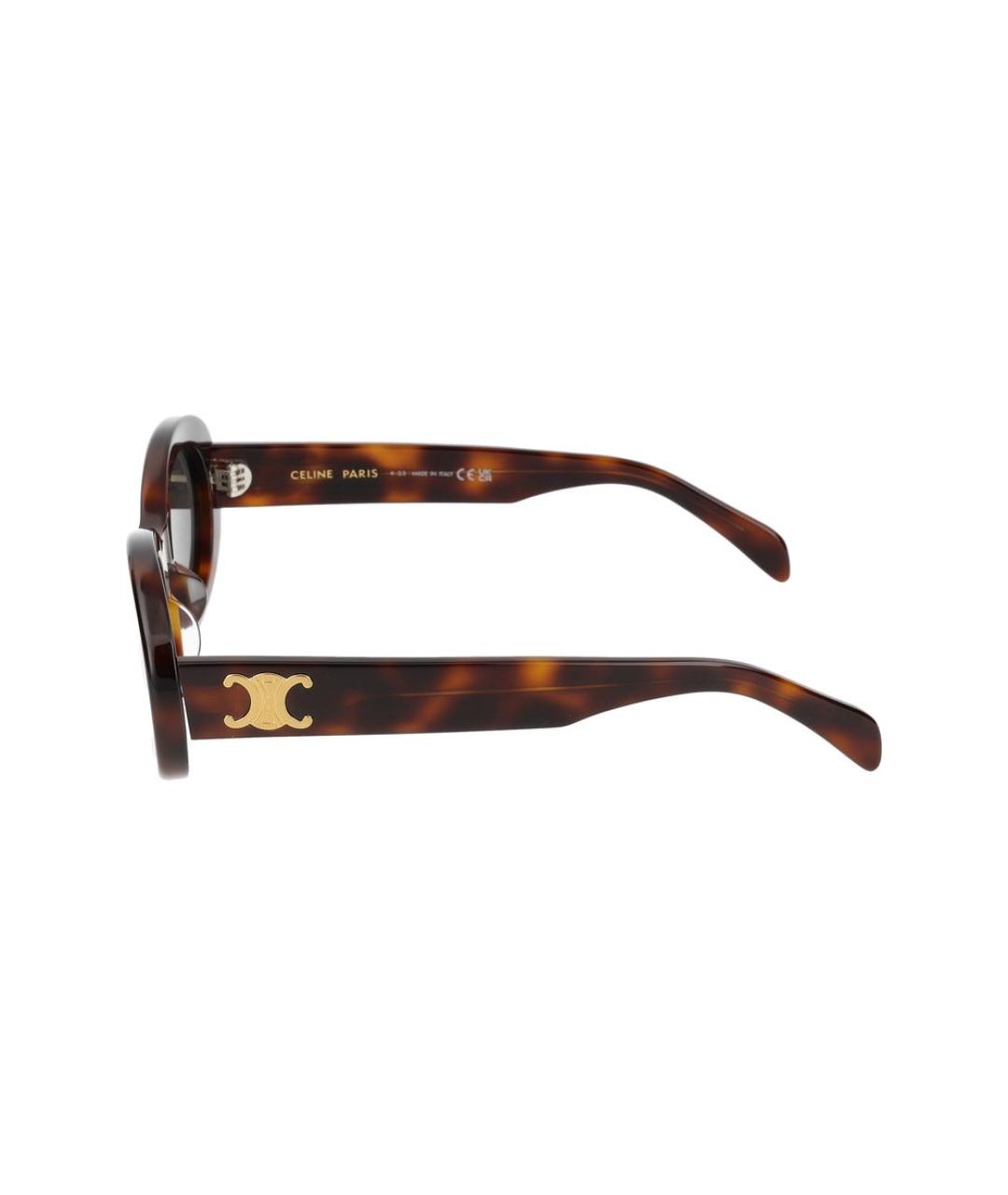 CELINE Коричневые пластиковые солнцезащитные очки, фото 3