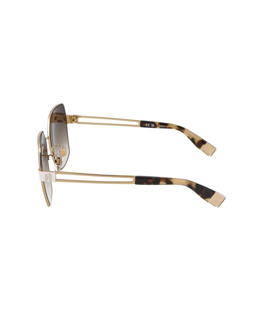 FURLA Золотые металлические солнцезащитные очки, фото 3