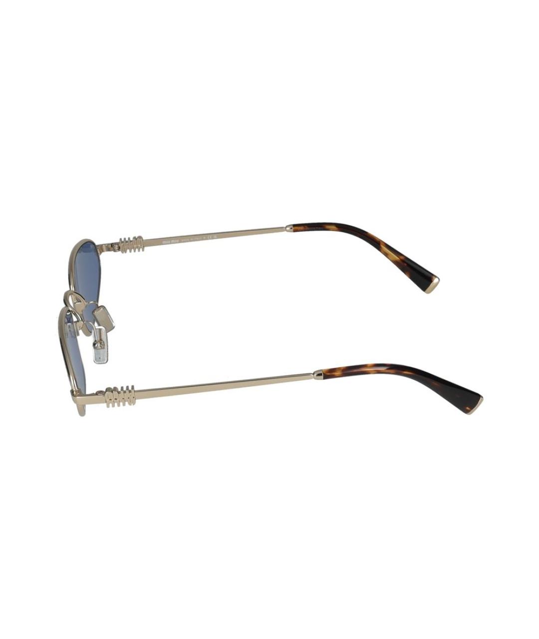 MIU MIU Золотые металлические солнцезащитные очки, фото 3