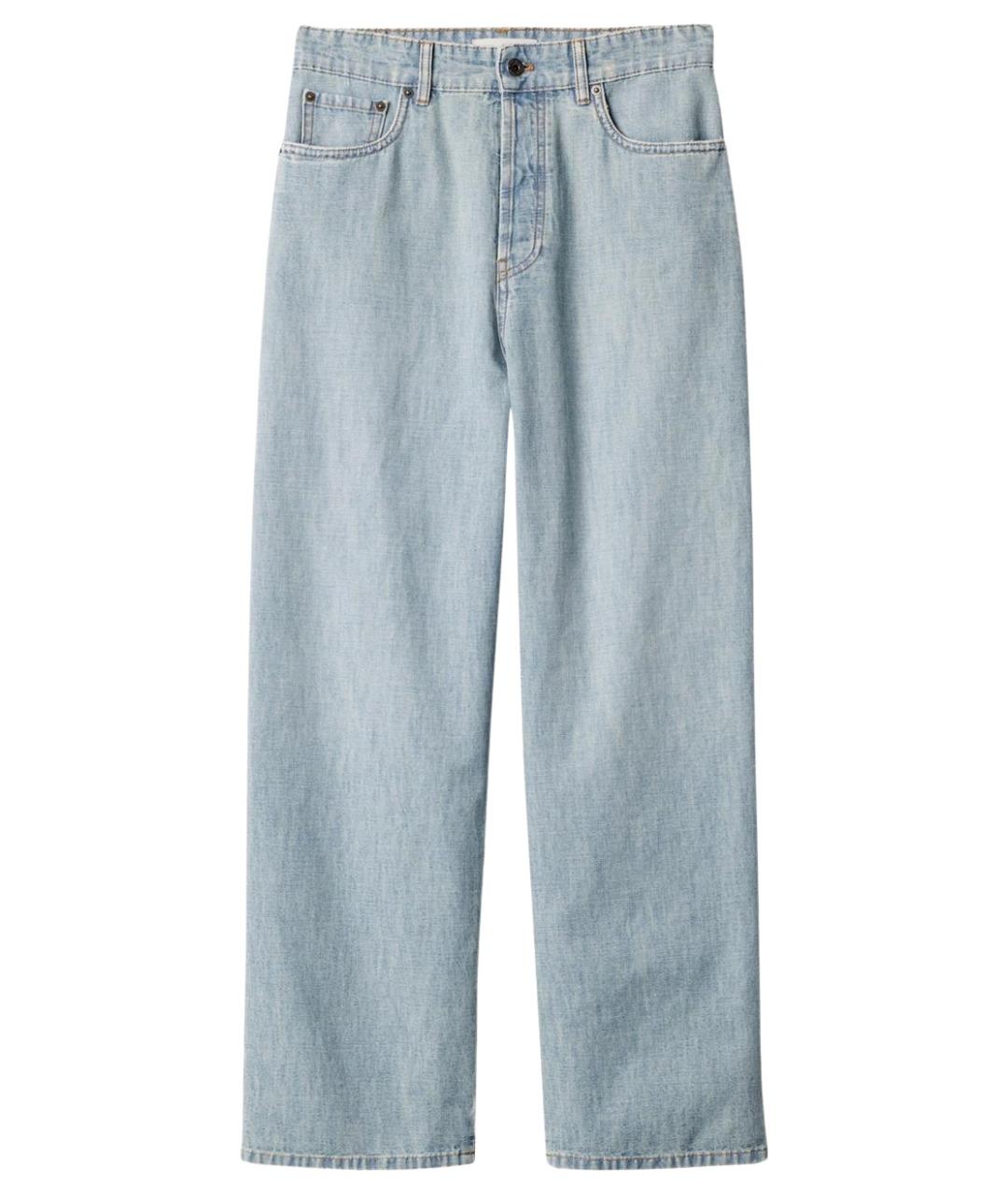 MIU MIU Голубые хлопковые прямые джинсы, фото 1